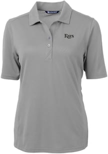 Cutter and Buck Tampa Bay Rays Womens Grey Mono Virtue Eco Pique Short Sleeve Polo Shirt