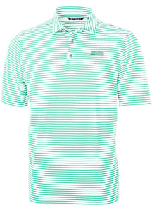 Cutter and Buck Seattle Seahawks Mens Green Mono Virtue Eco Pique Stripe Short Sleeve Polo