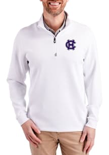 Cutter and Buck Holy Cross Crusaders Mens White Traverse Long Sleeve Qtr Zip Pullover