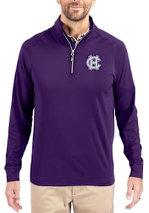 Cutter and Buck Holy Cross Crusaders Mens Purple Adapt Eco Knit Long Sleeve Qtr Zip Pullover