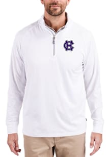 Cutter and Buck Holy Cross Crusaders Mens White Adapt Eco Knit Long Sleeve Qtr Zip Pullover