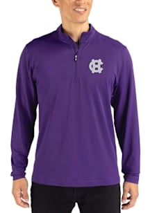 Cutter and Buck Holy Cross Crusaders Mens Purple Virtue Eco Pique Long Sleeve Qtr Zip Pullover