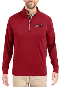 Cutter and Buck Jacksonville State Gamecocks Mens Cardinal Adapt Eco Knit Long Sleeve Qtr Zip Pull..