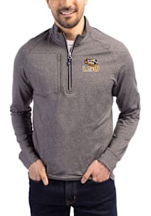 Cutter and Buck LSU Tigers Mens Black Adapt Eco Knit Big and Tall Qtr Zip
