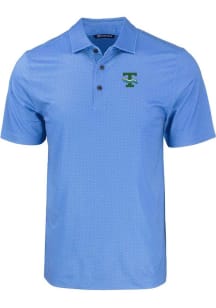 Cutter and Buck Tulane Green Wave Mens Light Blue Pike Eco Geo Print Short Sleeve Polo
