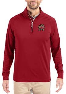 Cutter and Buck Maryland Terrapins Mens Cardinal Adapt Eco Knit Long Sleeve Qtr Zip Pullover