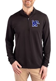 Cutter and Buck Memphis Tigers Mens Black Virtue Eco Pique Big and Tall Qtr Zip