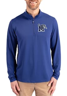 Cutter and Buck Memphis Tigers Mens Blue Virtue Eco Pique Big and Tall Qtr Zip