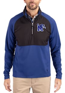 Cutter and Buck Memphis Tigers Mens Blue Adapt Eco Hybrid Long Sleeve Qtr Zip Pullover