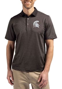 Cutter and Buck Michigan State Spartans Black Virtue Eco Pique Micro Stripe Big and Tall Polo