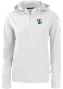 Cutter and Buck Tulane Green Wave Womens White Daybreak Hood 1/4 Zip Pullover