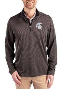 Cutter and Buck Michigan State Spartans Mens Black Virtue Eco Pique Stripe Big and Tall Qtr Zip