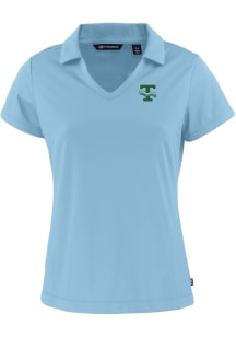 Cutter and Buck Tulane Green Wave Womens Light Blue Daybreak V Neck Short Sleeve Polo Shirt