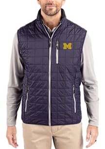 Cutter and Buck Michigan Wolverines Mens Navy Blue Rainier PrimaLoft Sleeveless Jacket
