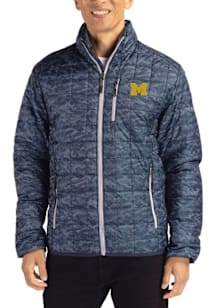 Cutter and Buck Michigan Wolverines Mens Navy Blue Rainier PrimaLoft Printed Filled Jacket