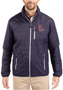Cutter and Buck Ole Miss Rebels Mens Navy Blue Rainier PrimaLoft Filled Jacket