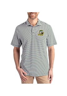 Cutter and Buck Oregon Ducks Mens Green Virtue Eco Pique Stripe Short Sleeve Polo