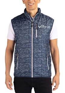 Cutter and Buck Pennsylvania Quakers Mens Navy Blue Rainier PrimaLoft Printed Sleeveless Jacket