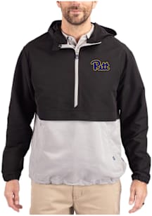 Mens Pitt Panthers Black Cutter and Buck Charter Eco Pullover Jackets