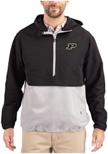 Mens Purdue Boilermakers Black Cutter and Buck Charter Eco Pullover Jackets