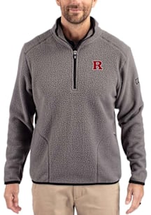 Cutter and Buck Rutgers Scarlet Knights Mens Grey Cascade Sherpa Long Sleeve Qtr Zip Pullover