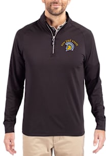 Cutter and Buck San Jose State Spartans Mens Black Adapt Eco Knit Long Sleeve Qtr Zip Pullover
