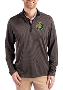 Cutter and Buck Southeastern Louisiana Lions Mens Black Virtue Eco Pique Micro Stripe Long Sleeve..