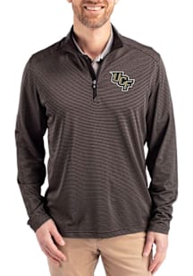 Cutter and Buck UCF Knights Mens Black Virtue Eco Pique Stripe Big and Tall Qtr Zip