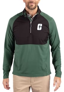Cutter and Buck UNCC 49ers Mens Green Adapt Eco Hybrid Long Sleeve Qtr Zip Pullover