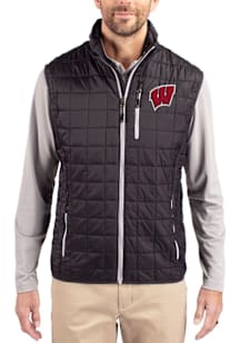 Black Wisconsin Badgers Cutter and Buck Big and Tall Rainier PrimaLoft Mens Vest