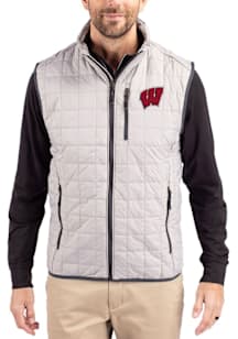 Grey Wisconsin Badgers Cutter and Buck Big and Tall Rainier PrimaLoft Mens Vest