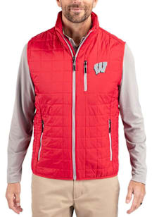 Red Wisconsin Badgers Cutter and Buck Big and Tall Rainier PrimaLoft Mens Vest