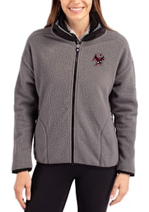 Cutter and Buck Boston College Eagles Womens Grey Cascade Sherpa Long Sleeve Full Zip Jacket