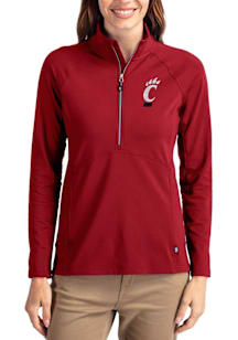Womens Cincinnati Bearcats Cardinal Cutter and Buck Adapt Eco Qtr Zip