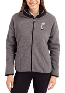 Womens Cincinnati Bearcats Grey Cutter and Buck Cascade Sherpa Long Sleeve Full Zip Jacket