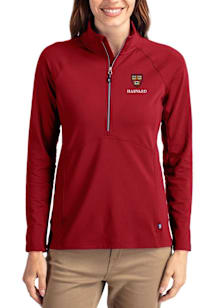 Cutter and Buck Harvard Crimson Womens Cardinal Adapt Eco Qtr Zip