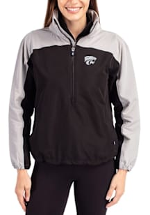 Womens K-State Wildcats Black Cutter and Buck Charter Eco Long Sleeve Pullover