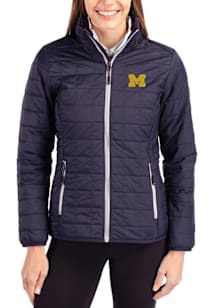 Cutter and Buck Michigan Wolverines Womens Navy Blue Rainier PrimaLoft Filled Jacket