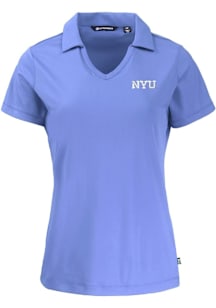 Cutter and Buck NYU Violets Womens Pink Daybreak V Neck Short Sleeve Polo Shirt