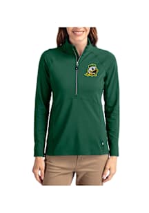 Cutter and Buck Oregon Ducks Womens Green Adapt Eco Qtr Zip