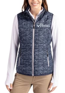 Cutter and Buck Pennsylvania Quakers Womens Navy Blue Rainier PrimaLoft Printed Vest