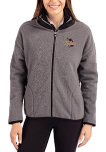 Cutter and Buck Tulsa Golden Hurricane Womens Grey Cascade Sherpa Long Sleeve Full Zip Jacket