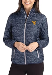 Cutter and Buck West Virginia Mountaineers Womens Navy Blue Rainier PrimaLoft Printed Filled Jacke..