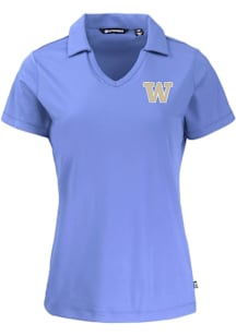 Womens Washington Huskies Pink Cutter and Buck Daybreak V Neck Short Sleeve Polo Shirt
