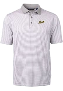 Cutter and Buck George Mason University Mens Grey Vault Virtue Eco Pique Micro Stripe Short Sleeve..