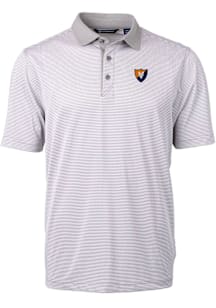 Cutter and Buck Illinois Fighting Illini Mens Grey Vault Virtue Eco Pique Micro Stripe Short Sleev..