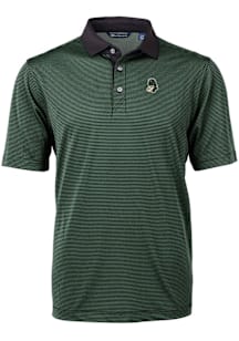 Cutter and Buck Michigan State Spartans Mens Green Vault Virtue Eco Pique Micro Stripe Short Sleev..