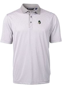 Cutter and Buck Michigan State Spartans Mens Grey Vault Virtue Eco Pique Micro Stripe Short Sleeve..