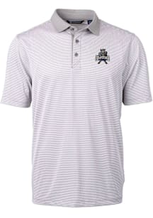 Cutter and Buck Utah State Aggies Mens Grey Vault Virtue Eco Pique Micro Stripe Short Sleeve Polo