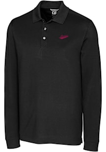 Cutter and Buck New Mexico State Aggies Black Vault Advantage Pique Long Sleeve Big and Tall Polo